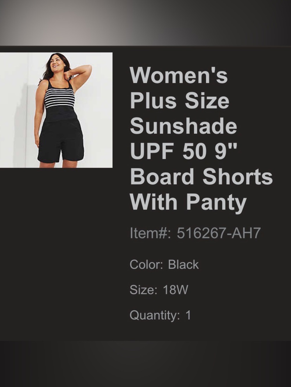 Lands' End Women's Black Board Shorts